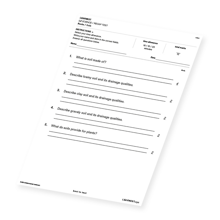 L2 Science Recap Test Soils