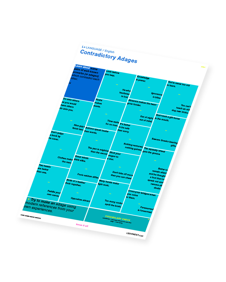L+ Language study material Contradictory Adages