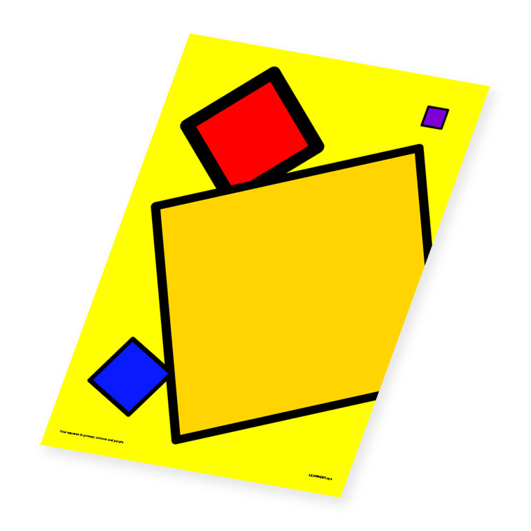 Wall Art – Four Sqaures in Primary Colours and Purple