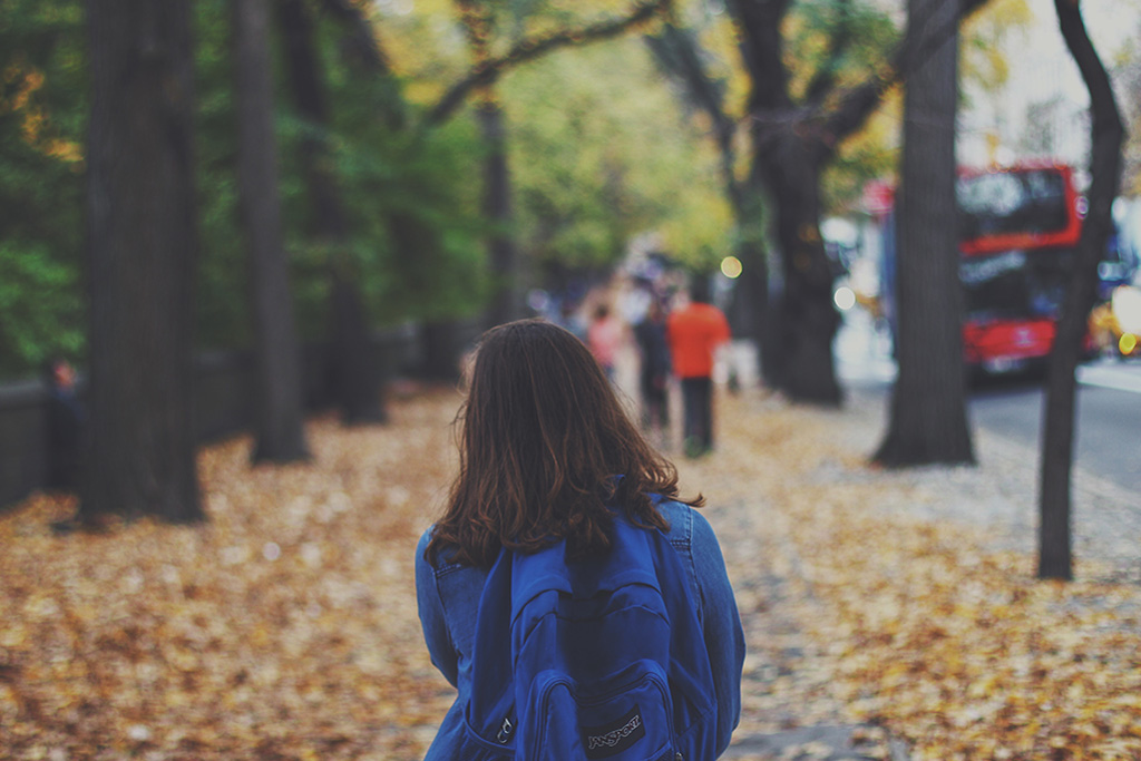 A child walking to school