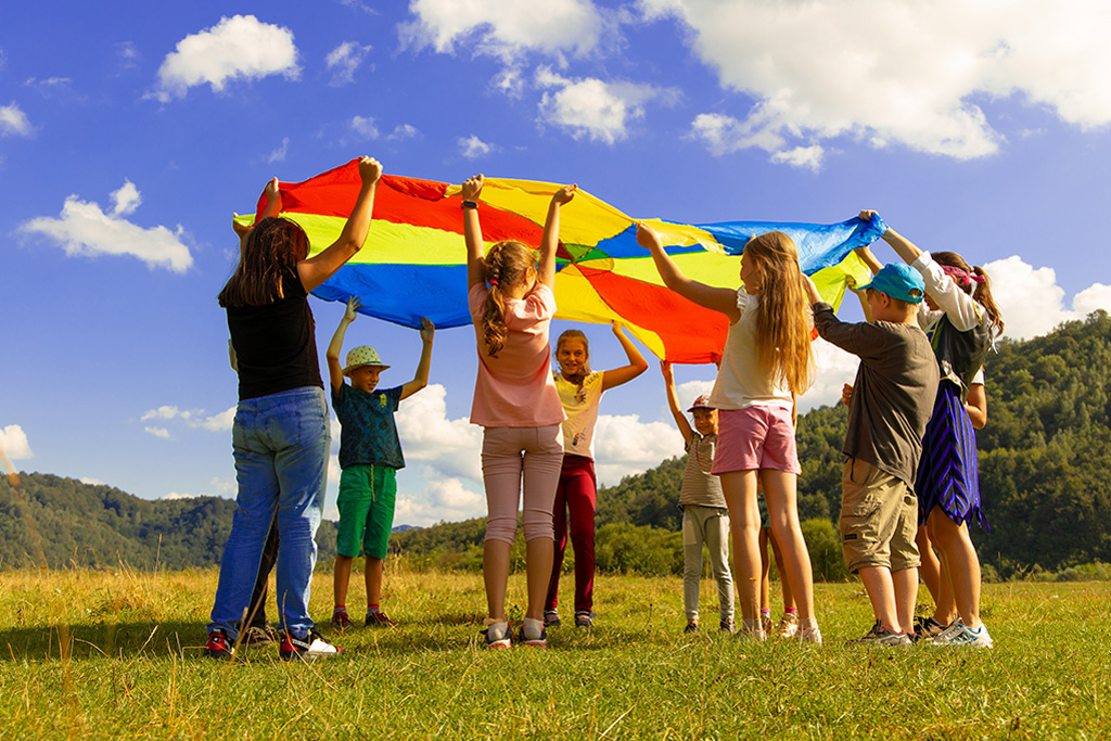 Group of children playing outside