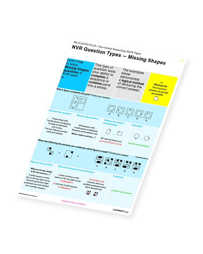 Eleven Plus (11+) – NVR Question Types – Missing Shapes by Learnest